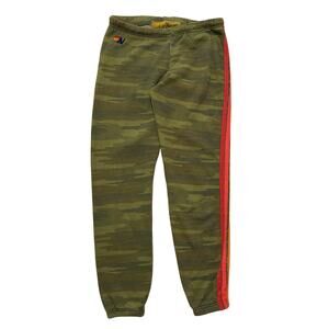 Aviator Nation Rainbow Striped Camo Joggers Sweatpants Green XS